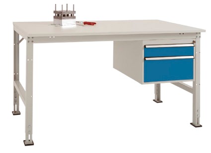 Manuflex Stationär Complete Arbeitstisch UNIVERSAL Standard Kunststoff, Stahl Brillantblau 1.500 x 800 mm