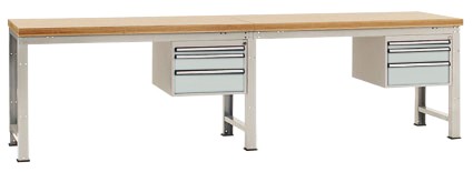 Manuflex Stationär Werkbank PROFI Standard Lichtgrau 4.000 x 700 x 840 mm