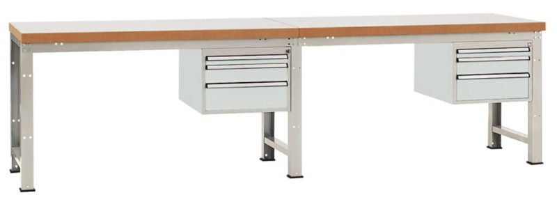Manuflex Stationär Werkbank PROFI Standard Kunstoff Lichtgrau 4.000 x 700 x 840 mm