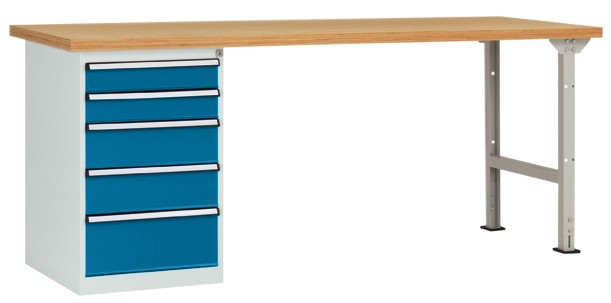 Thumbnail - Manuflex Werkbanksystem Combi Modell 3 Multiplex, Stahl Brillantblau 1.500 x 700 x 840 mm