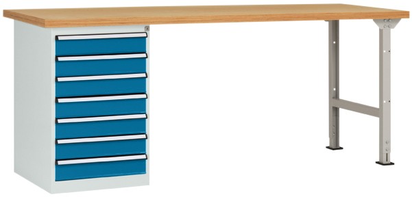 Thumbnail - Manuflex Werkbanksystem Combi Modell 6 Multiplex, Stahl Brillantblau 1.500 x 700 x 840 mm