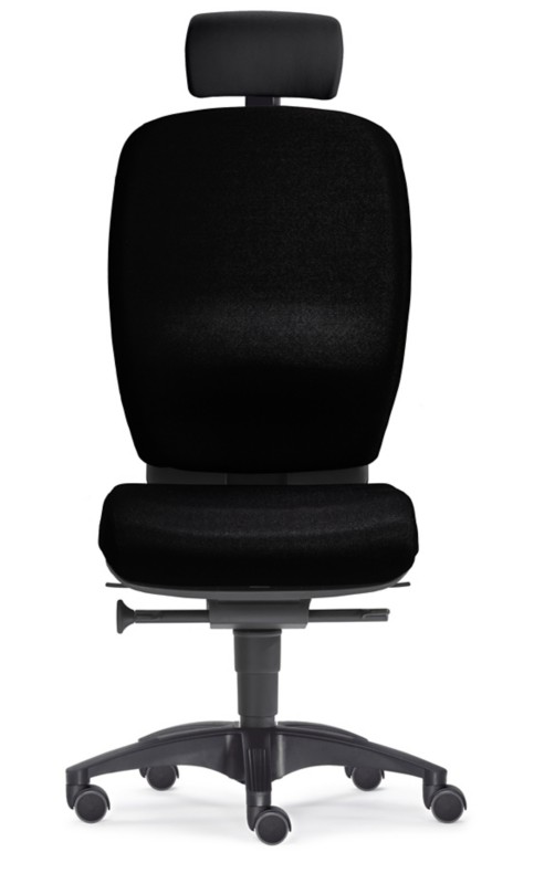 SITWELL STEIFENSAND Bürostuhl Lady Comfort L mit Kopfstütze höhenverstellbar Synchro Tilt, schwarz Stoff 130 kg