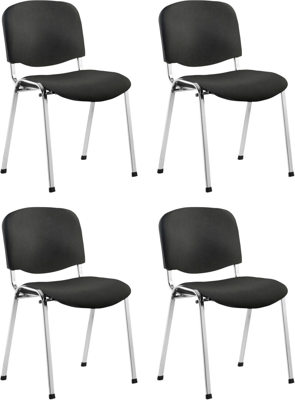 Stacking Chair Black Fabric Chrome Frame Without Arms - Image 3
