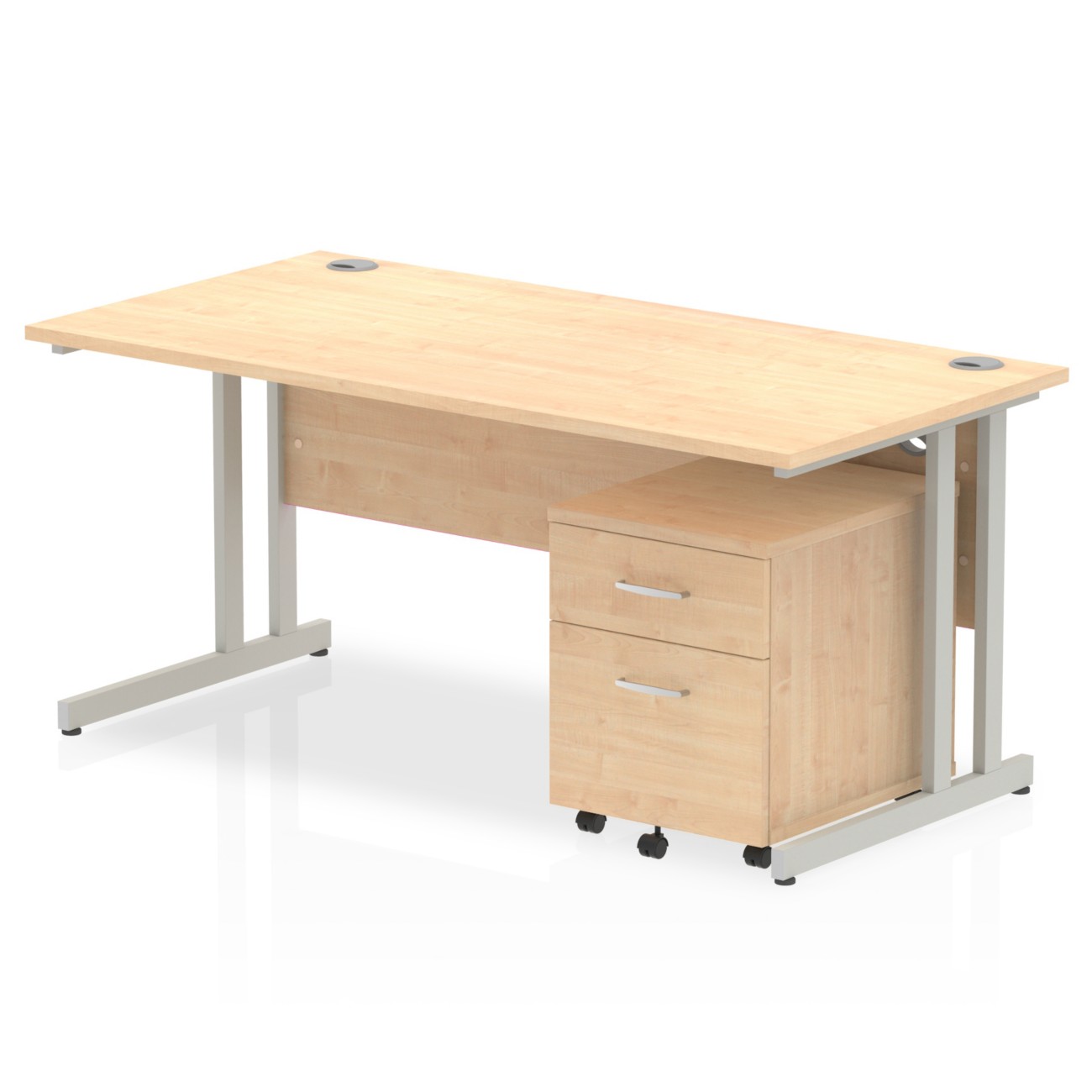 Dynamic Impulse Straight Desk Rectangular Maple Cantilever 2 Drawers 1 Pedestal 1,600 (W) X 800 (D) X 730 (H) Mm Mfc (Melamine Faced Chipboard)
