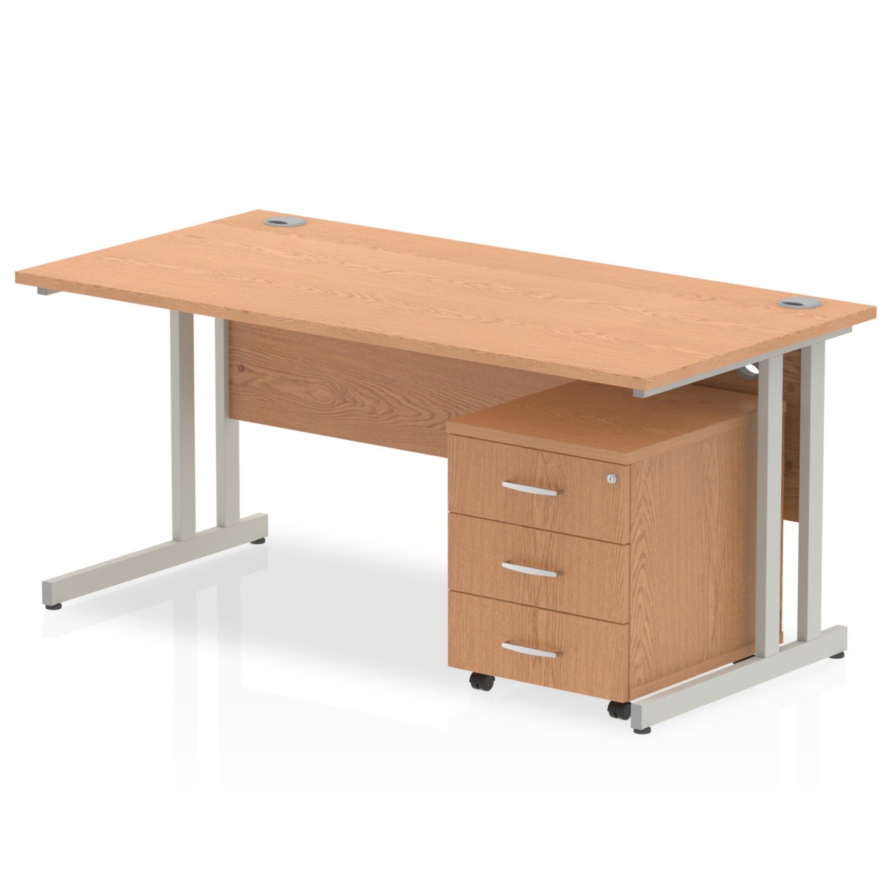  1200X800mm Desk Beech Top Silver Cantilever Leg And Mobile Ped - Image 6