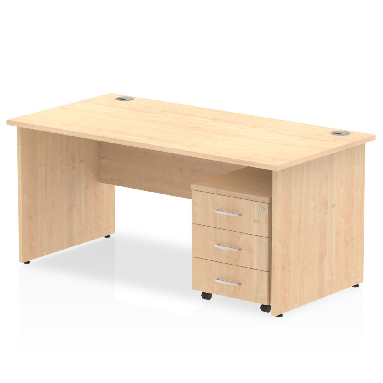 Dynamic Impulse Straight Desk Rectangular Maple Base Panel 3 Drawers 1 Pedestal 1,200 (W) X 800 (D) X 730 (H) Mm Mfc (Melamine Faced Chipboard)