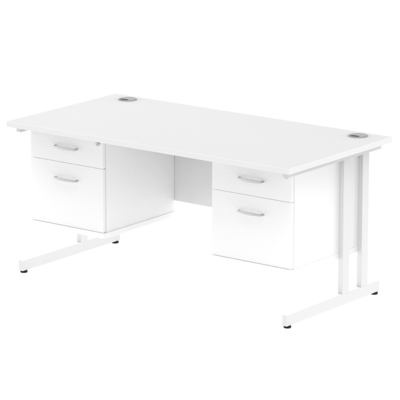 Impulse 1600 x 800mm Straight Office Desk White Top White Cantilever - Image 3