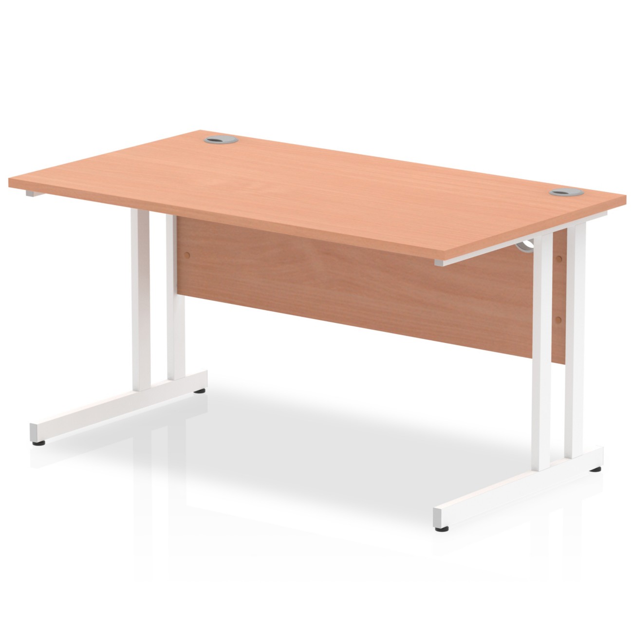 0 Impulse 1400 x 800mm Straight Office Desk Beech Top White Cantilever - Image 4
