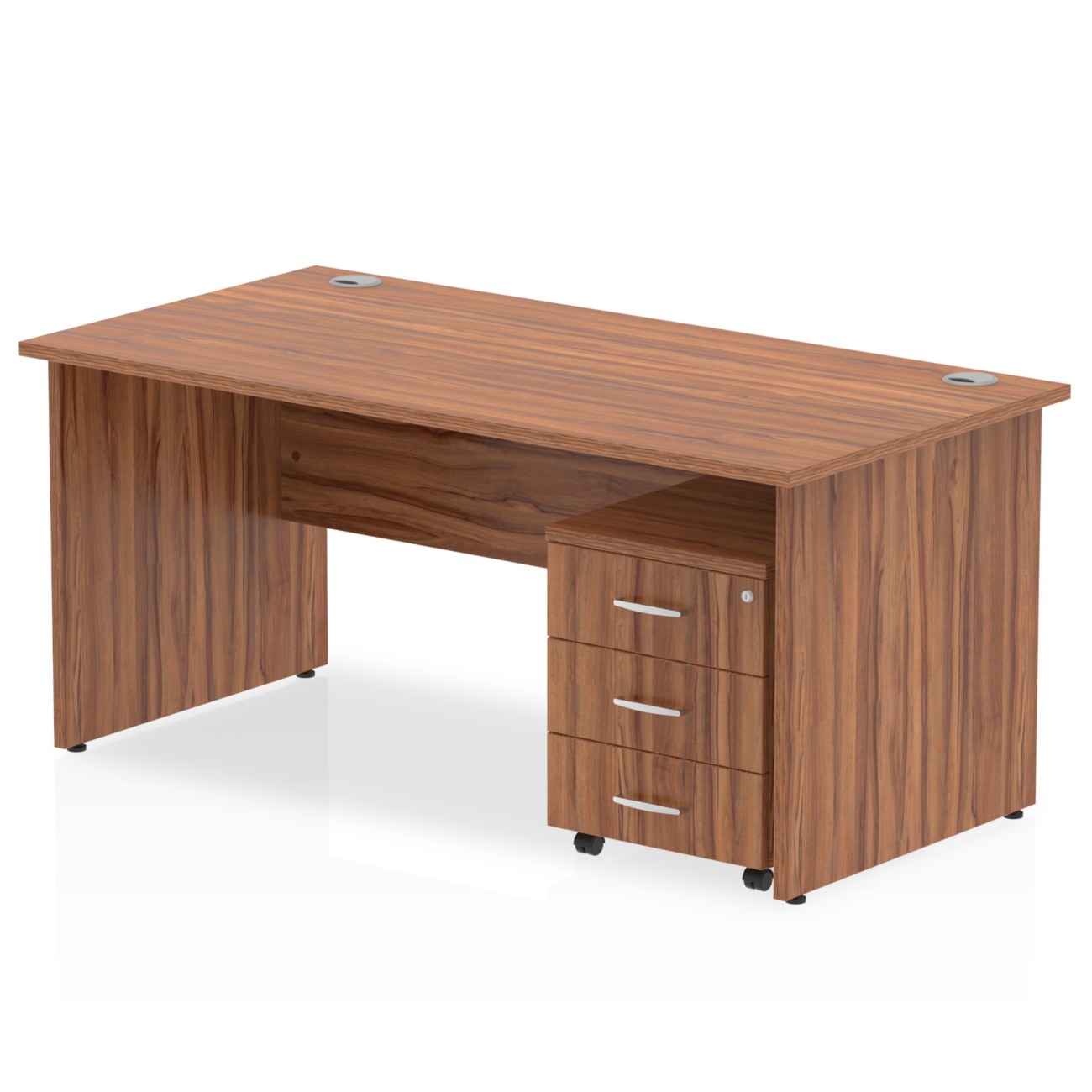 Impulse 1600 x 800mm Straight Office Desk Walnut Top Panel End Leg - Image 2