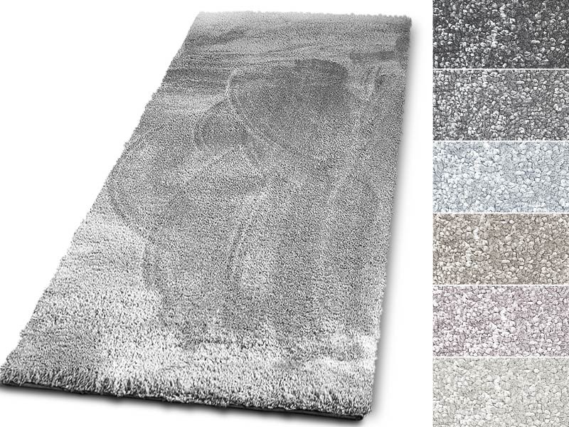 Velours-Teppich Floordirekt STEP Sundae Silber Polypropylen 1000 x 2500 mm