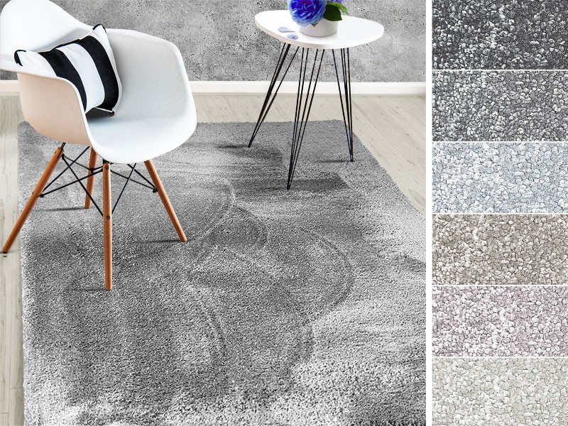 Velours-Teppich Floordirekt STEP Sundae Silber Polypropylen 2000 x 4000 mm