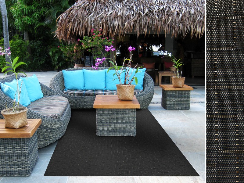 Outdoor-Teppich Casa Pura Ferrara Schwarz Vinyl, Polyester 1800 x 2700 mm