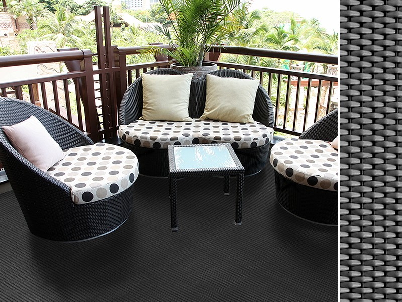 Outdoor-Teppich Casa Pura Padua Schwarz Vinyl, Polyester 1200 x 1800 mm