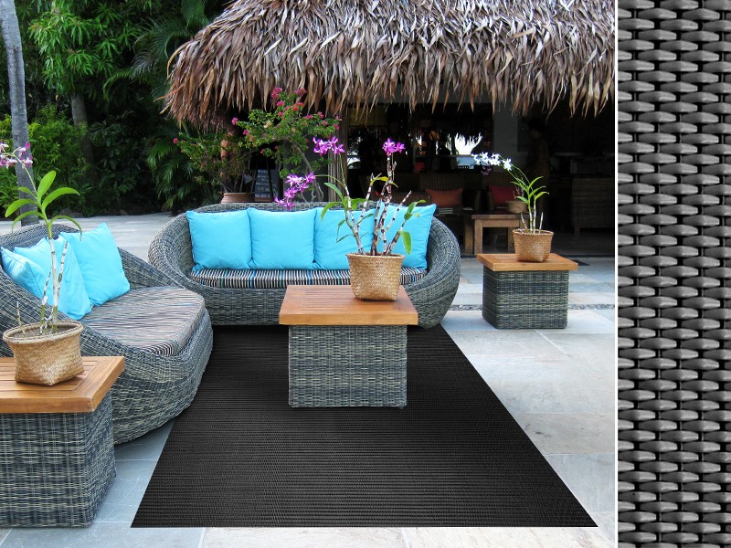 Outdoor-Teppich Casa Pura Padua Schwarz Vinyl, Polyester 1800 x 2700 mm