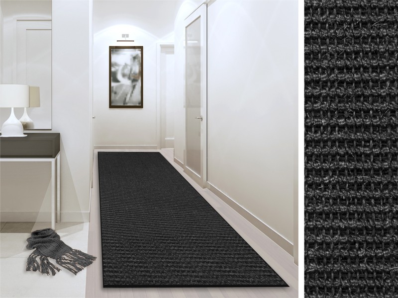 Sisal-Teppich Floordirekt STEP Sylt Schwarz Sisal 660 x 1000 mm