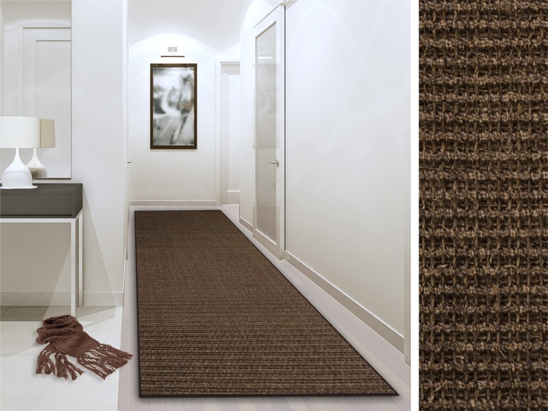 Sisal-Teppich Floordirekt STEP Sylt Dunkelbraun Sisal 660 x 1000 mm