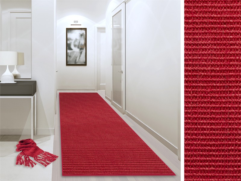 Sisal-Teppich Floordirekt STEP Sylt Rot Sisal 660 x 1000 mm