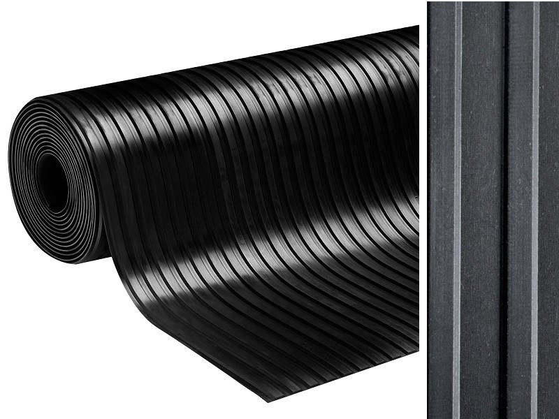 Gummiläufer etm Schwarz SBR-Gummi Breit gerippt 1000 x 5000 mm