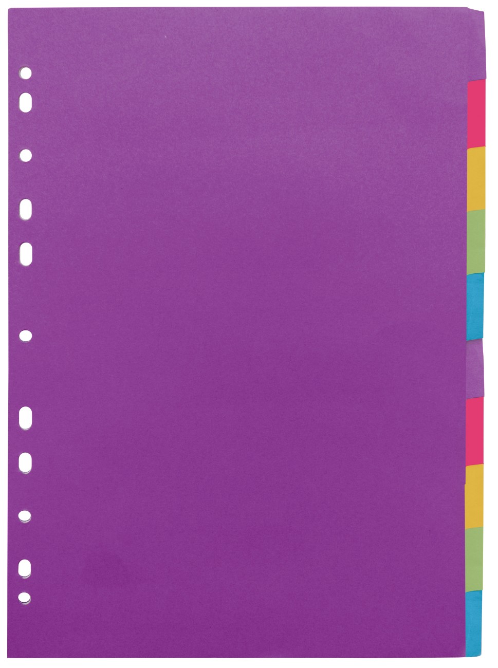 Concord Blank Dividers A4 Assorted 10 Part 320 Gsm Cardboard 11 Holes 10 Sheets