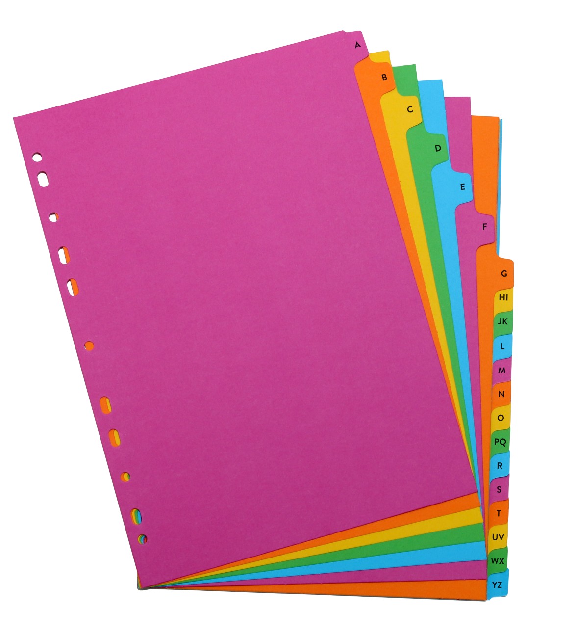 Concord A - Z Alphabetical Dividers A4 Assorted 20 Part 160 Gsm Cardboard 11 Holes Pack Of 20