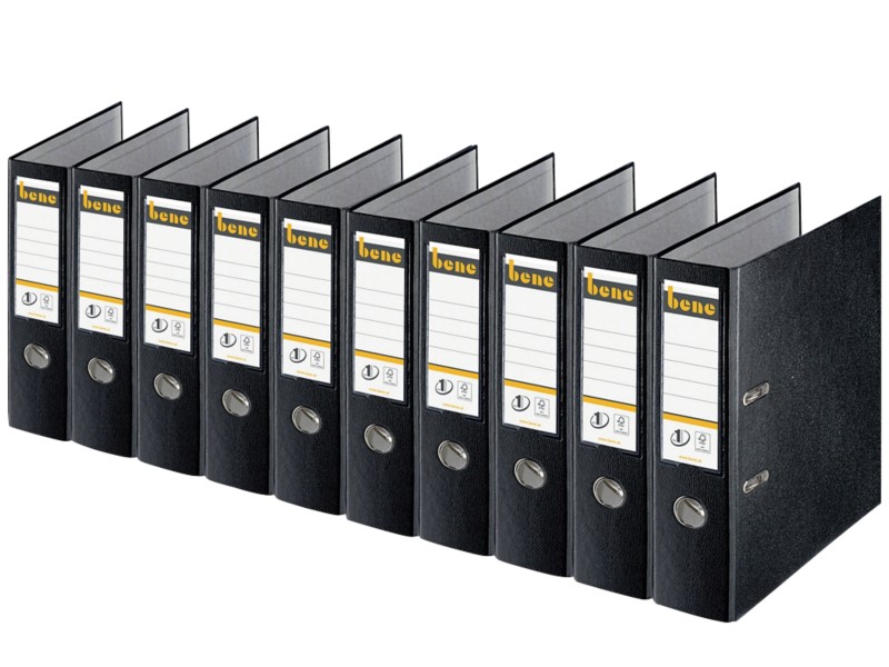 Bene No.1 Power Breit Ordner DIN A4 80 mm Schwarz 2 Ringe 291400 PP (Polypropylen) Glatt Hochformat 10 Stück