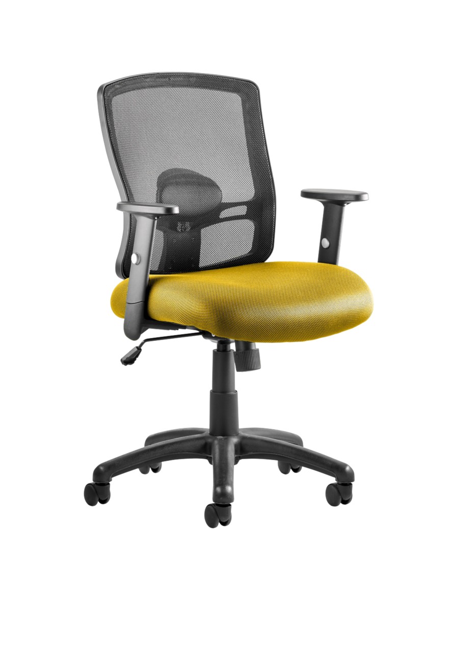 Dynamic Yellow Basic Tilt Task Operator Chair Height Adjustable Arms Portland Senna Seat Without Headrest Back Medium