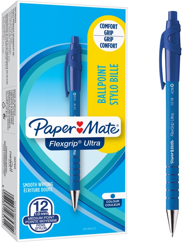 Papermate FlexGrip Ultra Kugelschreiber Blau Mittel 1 mm 12 Stück