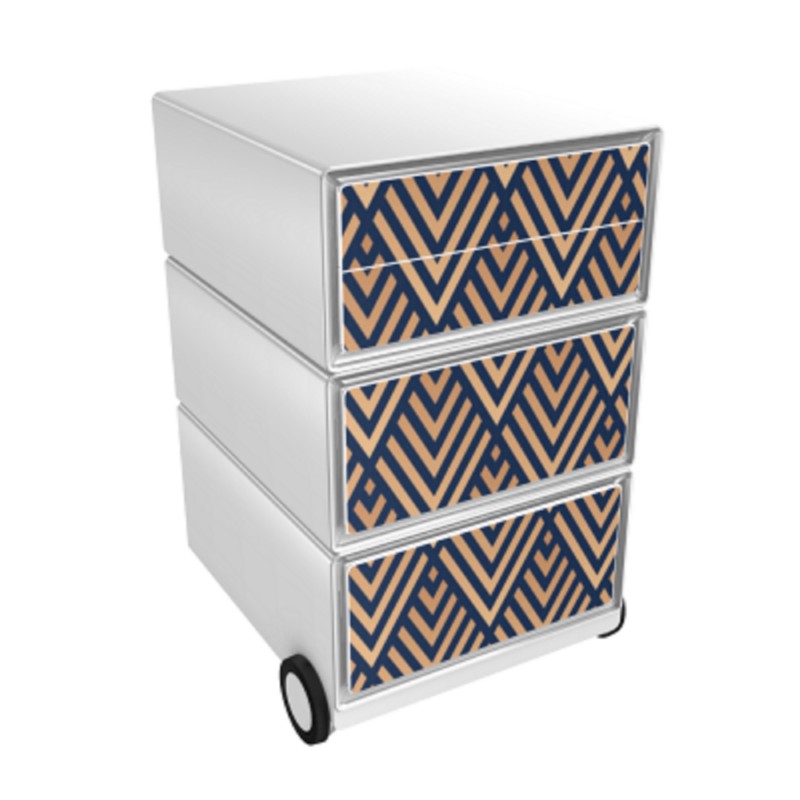 PAPERFLOW Rollcontainer easyBox 4 horizontale Schubladen 642x390x436mm PERSO ART DECO - DUNKELHEIT