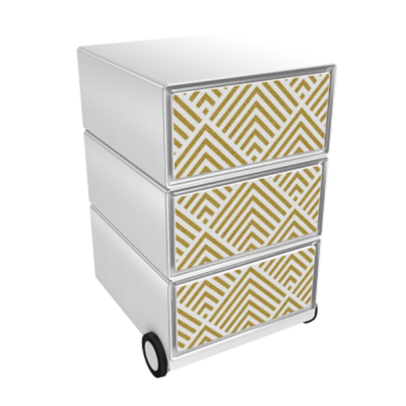Thumbnail - PAPERFLOW Rollcontainer easyBox 3 horizontale Schubladen 642x390x436mm PERSO ART DECO - AUFGEHENDE SONNE