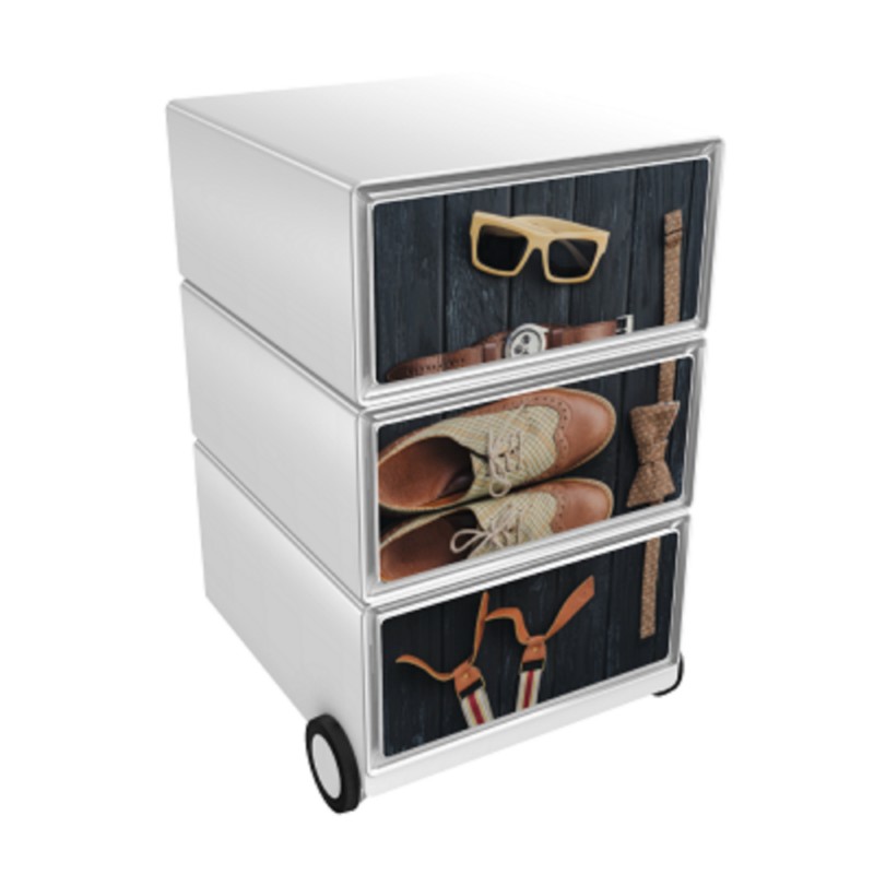 PAPERFLOW Rollcontainer easyBox 3 horizontale Schubladen 642x390x436mm PERSO PERFECT GENTLEMAN