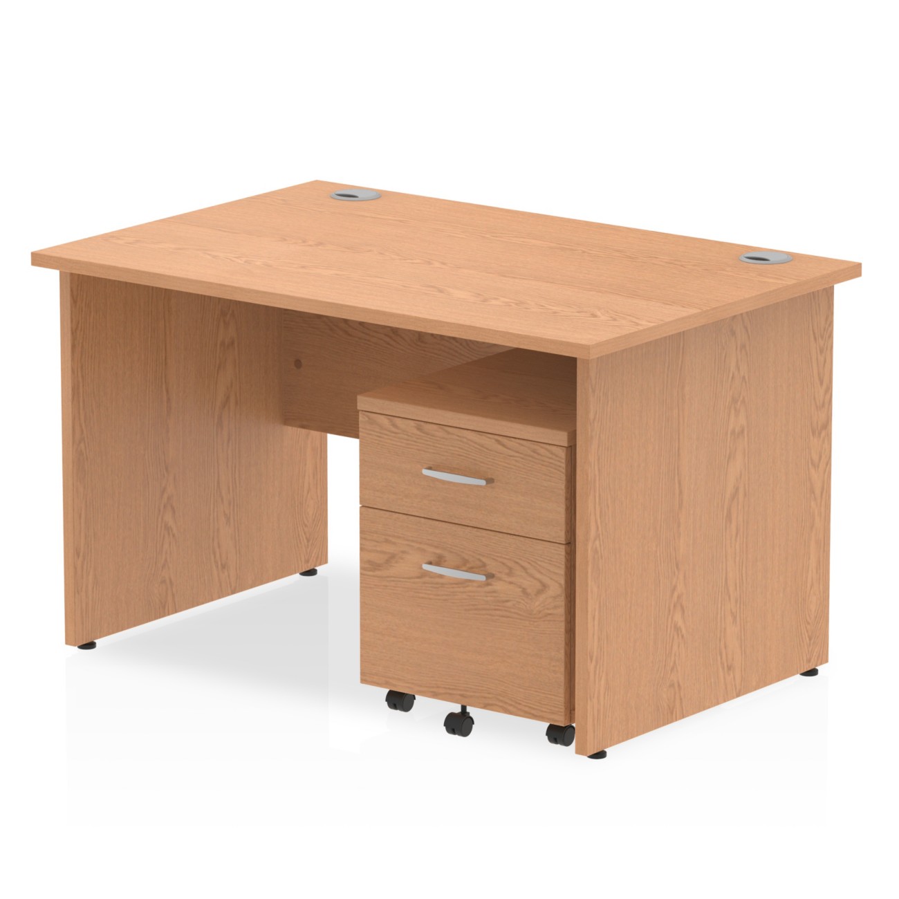 1200x800mm Desk Oak Top Panel End Leg and Mobile Ped - Image 3