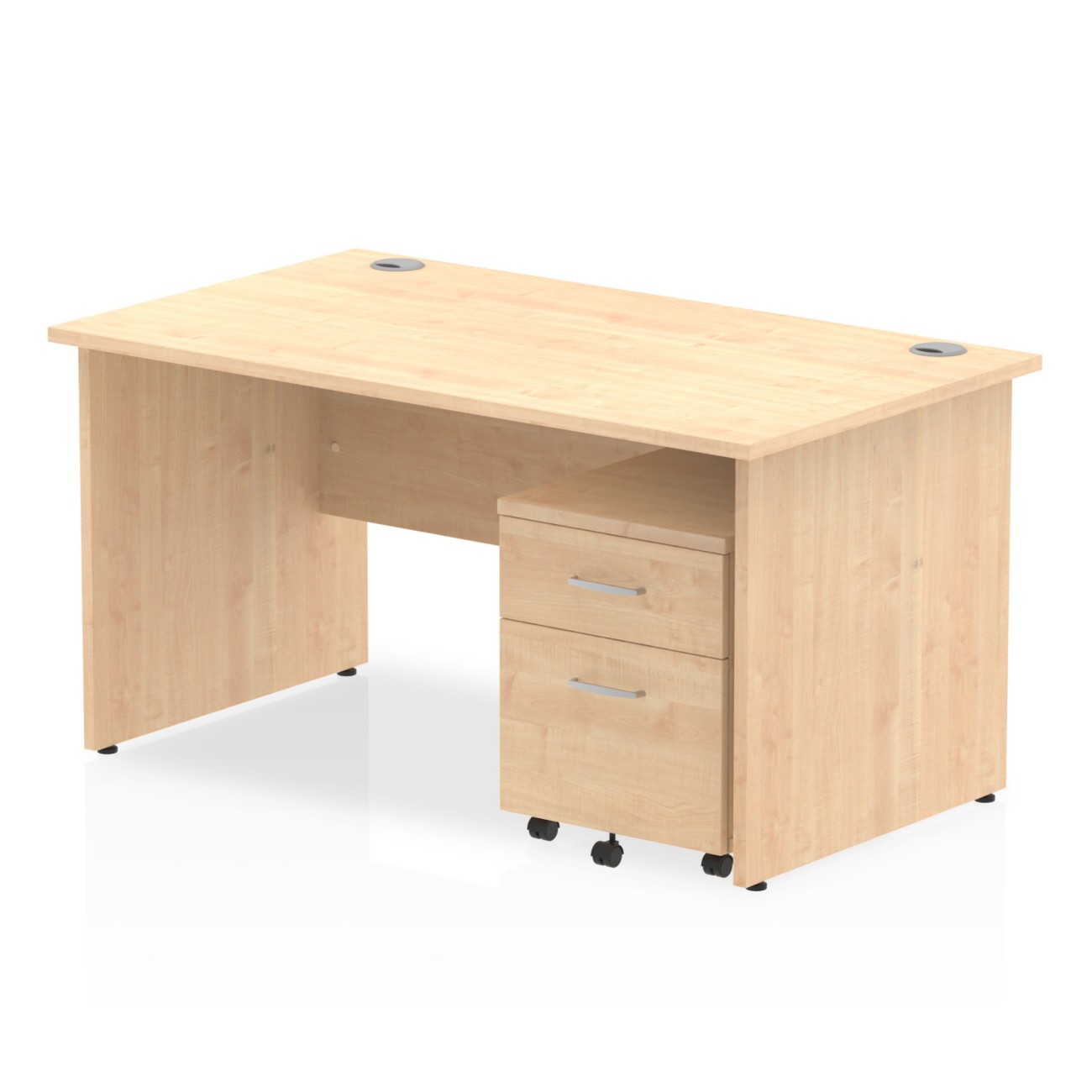 1400x800mm Desk Maple Top Panel End Leg and Mobile Ped - Image 3