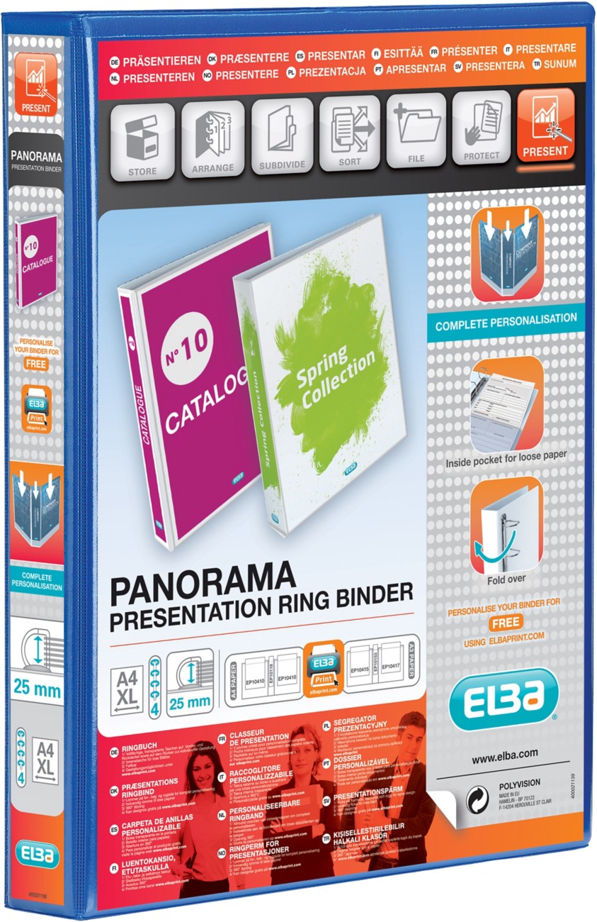 Elba Presentation Binder A4 4 Rings Blue