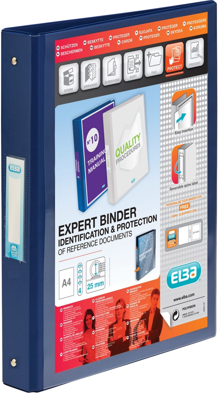 Elba Ring Binder A4+ 4 Rings Blue