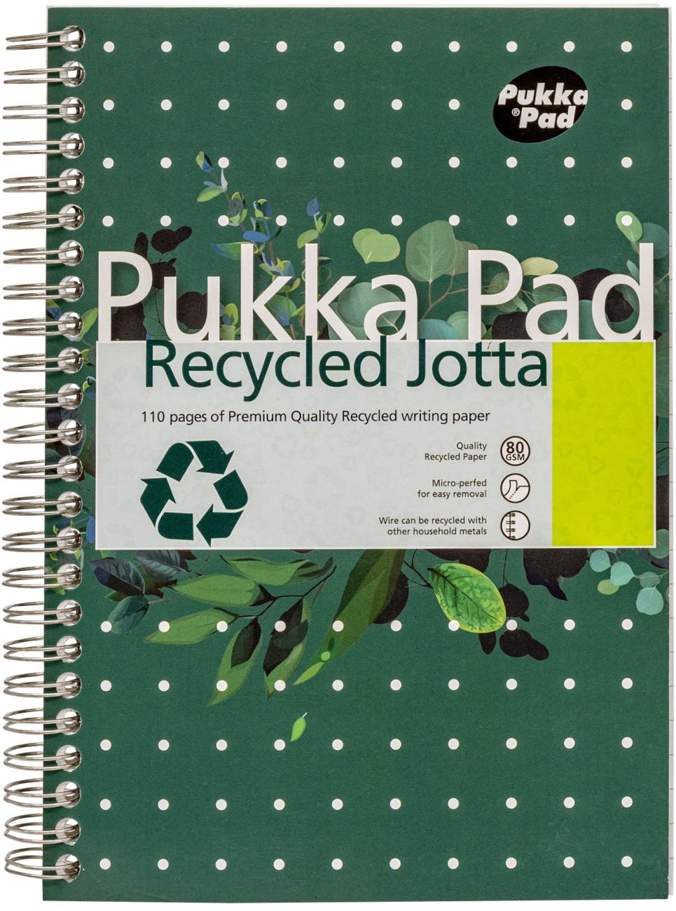 Pukka Pad Notebook Jotta A5 Ruled Spiral Bound Cardboard Hardback Green Perforated 110 Pages Pack Of 3