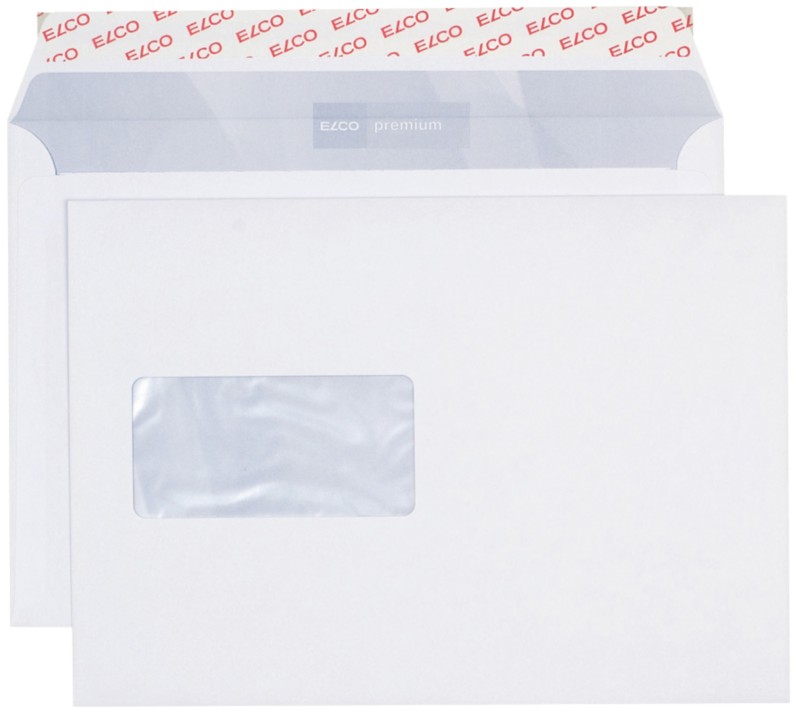 Elco Premium C5 Abziehstreifen Briefumschläge Weiß 229 B x 162 H mm Mit Fenster 100 g/m² 500 Stück