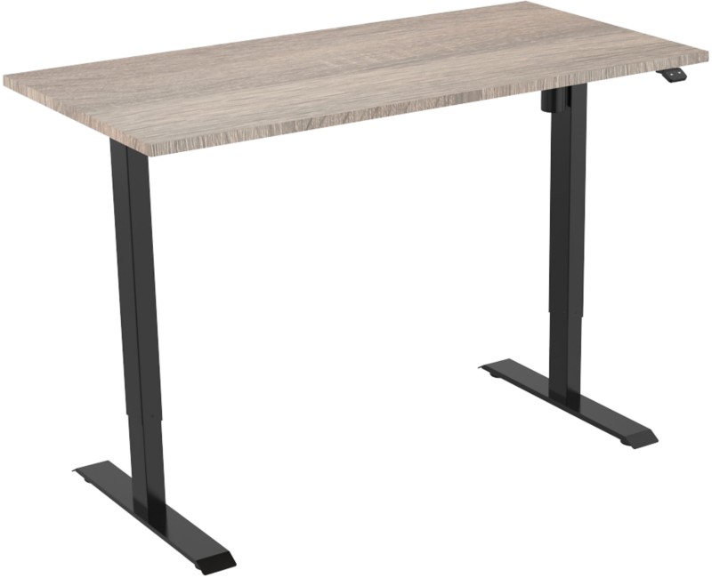 Thumbnail - euroseats 1-Motor Sitz-Stehschreibtisch Rechteckig Eiche T-Fuß 1.200 (B) x 800 (T) x 1.235 (H) mm Metall