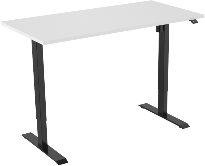 euroseats 1-Motor Sitz-Stehschreibtisch Rechteckig Weiß T-Fuß 1.200 (B) x 800 (T) x 1.235 (H) mm Metall