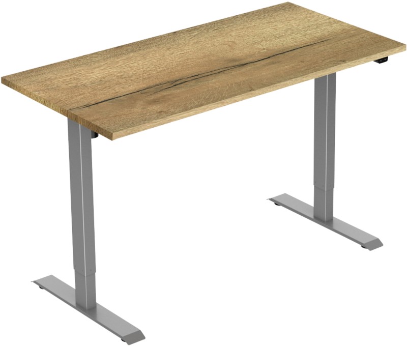 euroseats Oak Rechteckig Elektrisch Höhenverstellbar Sitz-Stehschreibtisch Eiche Holz, Metall Grau 1.200 x 800 x 750 - 1...