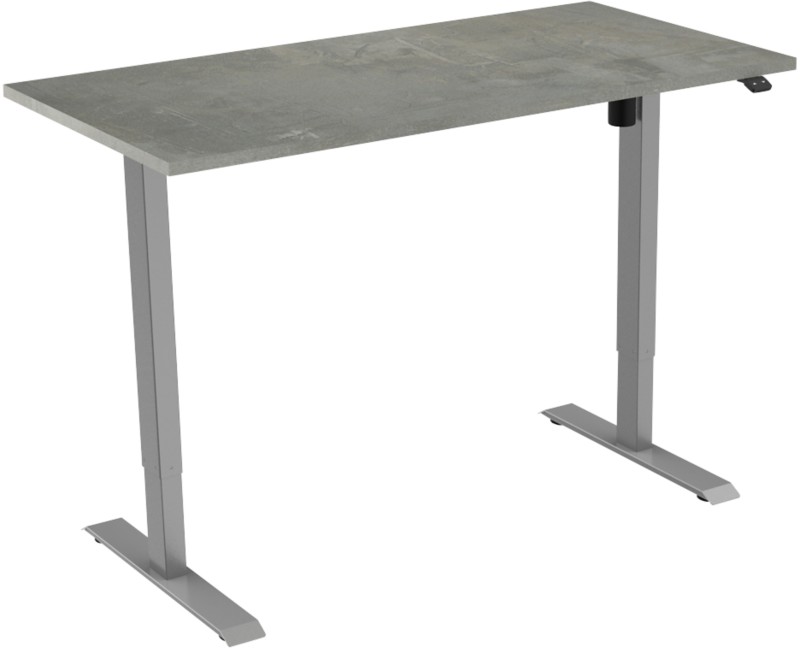 euroseats 1-Motor Sitz-Stehschreibtisch Rechteckig Beton T-Fuß 1.400 (B) x 800 (T) x 1.235 (H) mm Metall