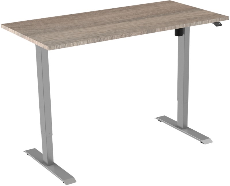 euroseats Robson Rechteckig Elektrisch Höhenverstellbar Sitz-Stehschreibtisch Eiche Holz, Metall Grau 1.400 x 800 x 750 ...