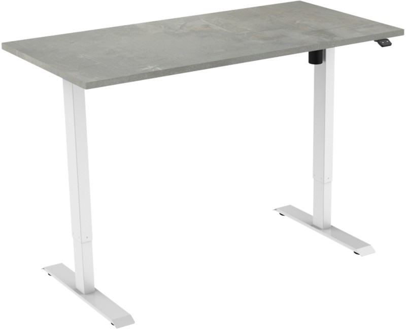 euroseats 1-Motor Sitz-Stehschreibtisch Rechteckig Beton T-Fuß 1.200 (B) x 800 (T) x 1.235 (H) mm Metall