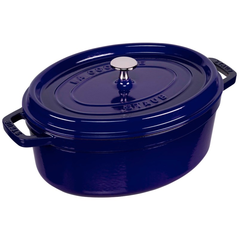 Staub La Cocotte 29cm oval dunkelblau, Gusseisen