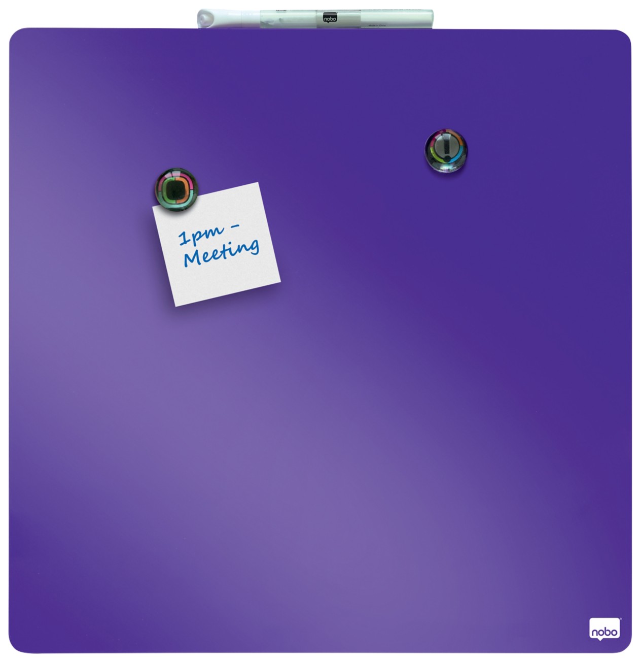 Nobo Mini Wall Mountable Magnetic Whiteboard Tile 1903897 Lacquered Steel Frameless 360 Mm X 360 Mm Purple