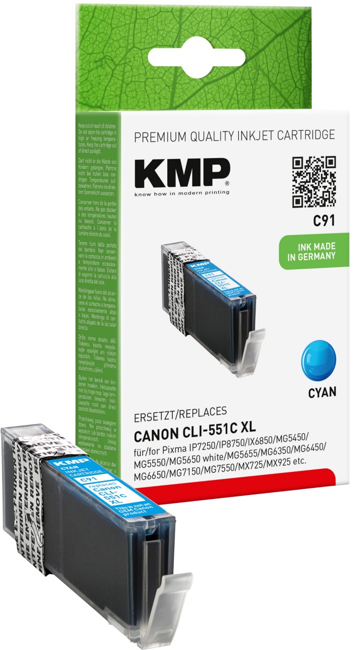 KMP Kompatibel Canon C91 Tintenpatrone Cyan