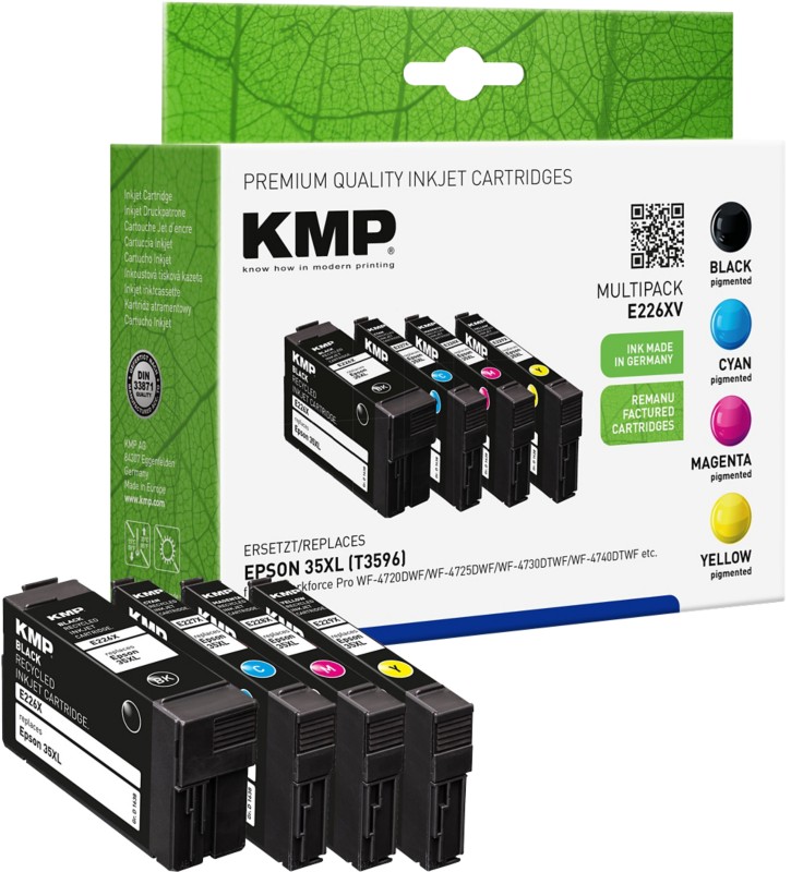 KMP Kompatibel Epson 35XL Tintenpatrone C13T35964010 Schwarz, Cyan, Magenta, Gelb