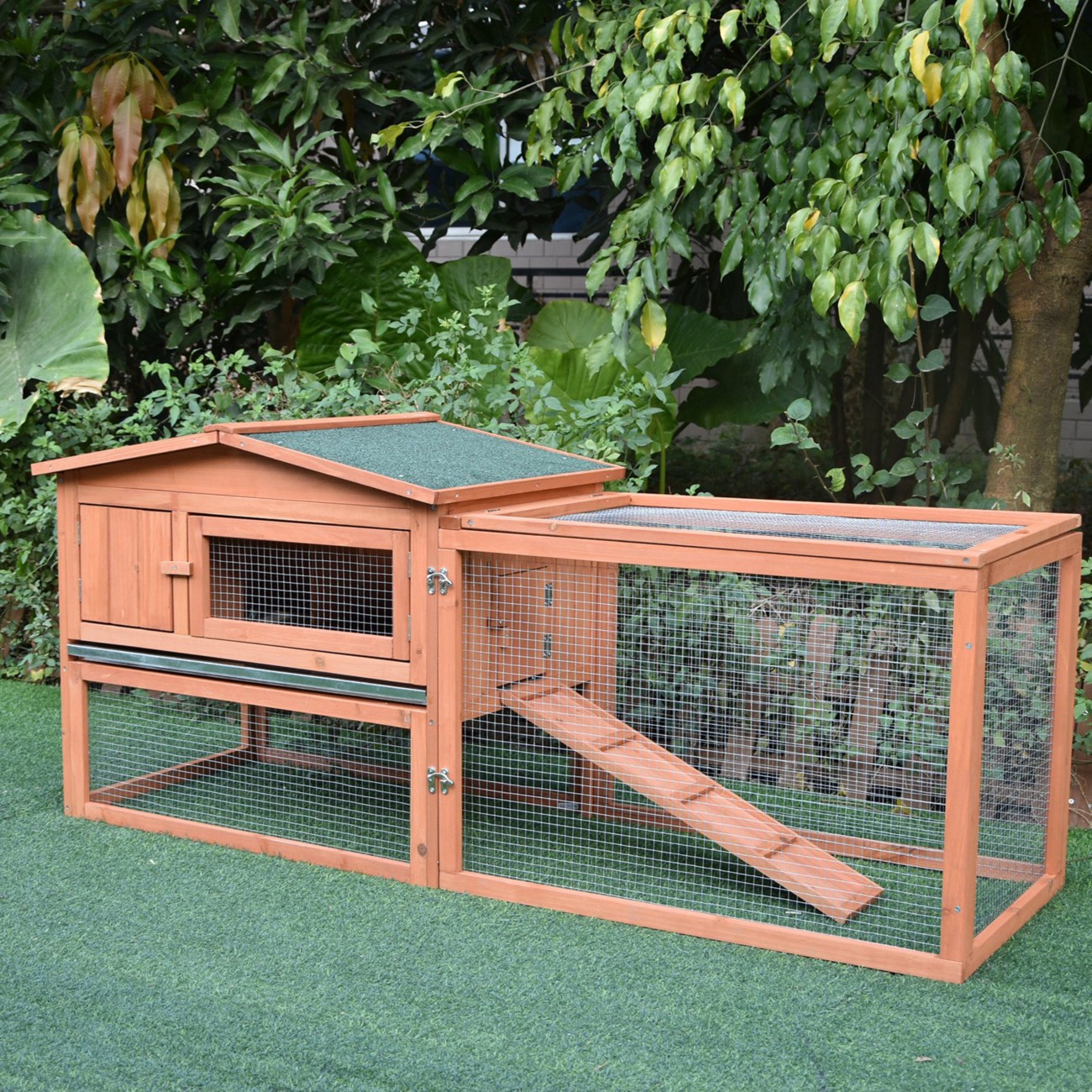 Rabbit Hutch Enclosure 2 Tier Wooden Run House Large Coop Pet - Image 10