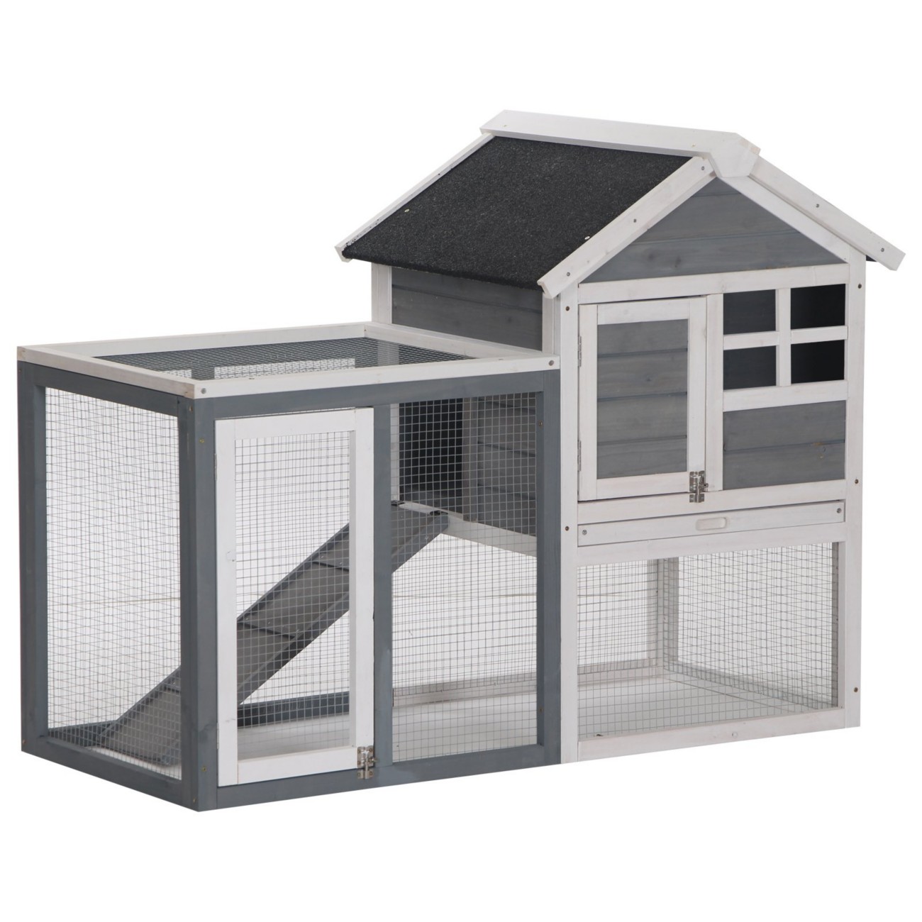 Pawhut Rabbit Hutch D51-088Gy 920 X 1220 X 626 Mm Grey