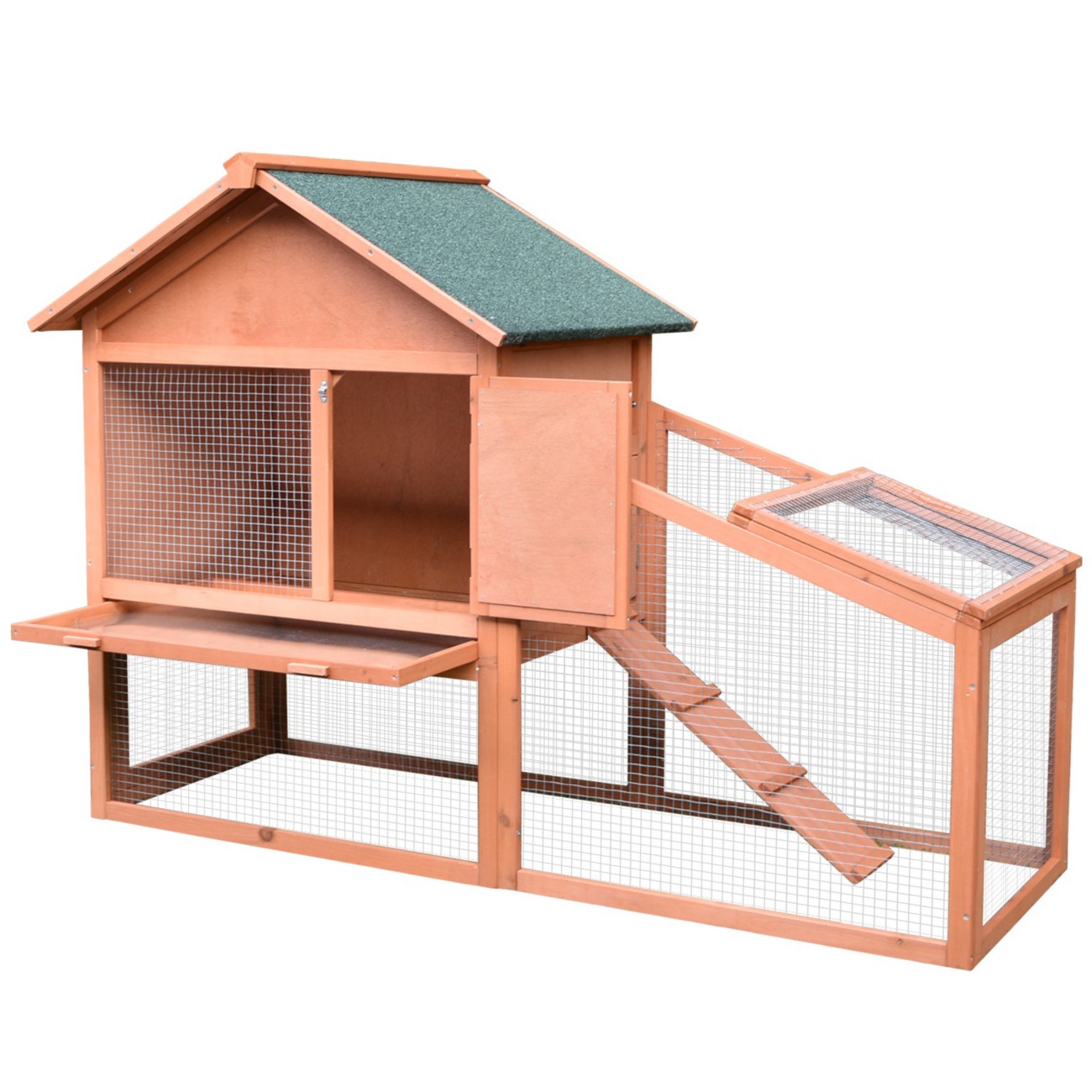 Pawhut Wood Rabbit Hutch D51-121 1000 X 1440 X 645 Mm Red
