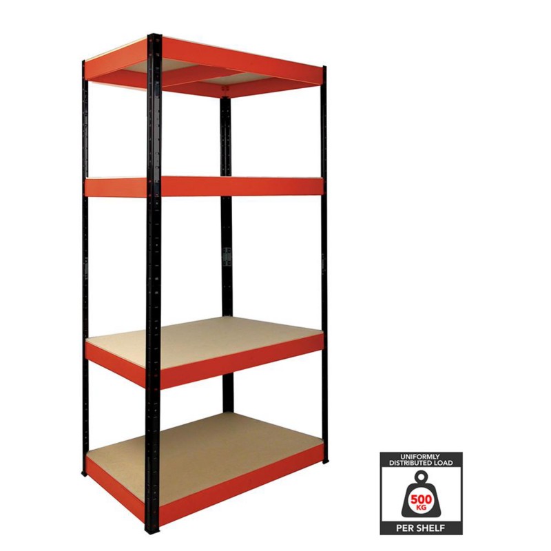 Garage Shelving Racking Unit - Red & Black / 4 / 180x90x30cm